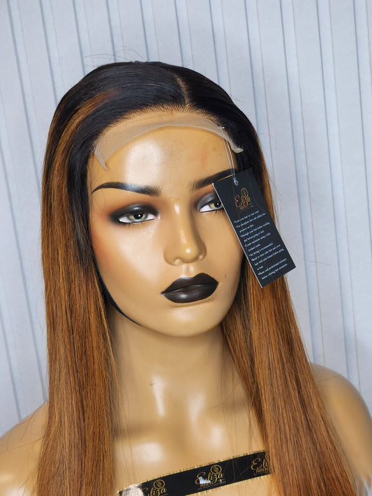 Straight 24" 5x5 closure glueless. Color 1b/27
